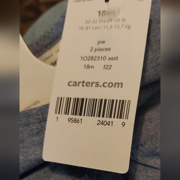 NWT Carter's 2 Pc Chambray Smock Top with Flower Leggings ~18M - Picture 3 of 3